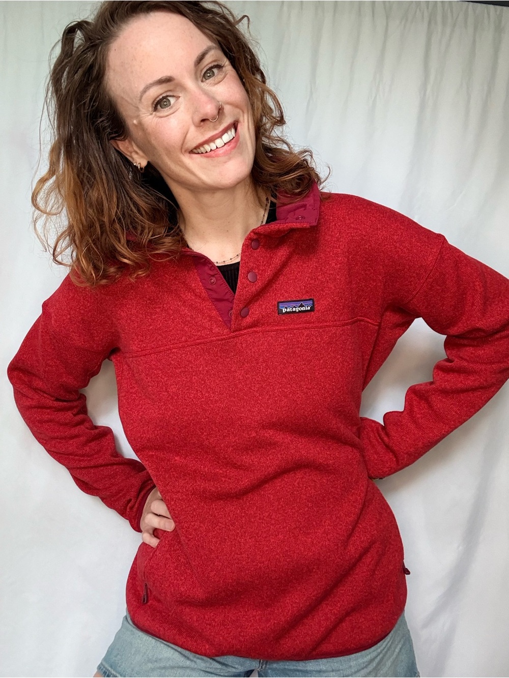 Patagonia Two-Tone Red/Magenta Snap-T Fleece Pullover
